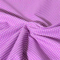 Tissu Popeline de Coton Carmella à pois blanc sur fond Lilas - Au mètre