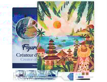 Diamond Painting Broderie Diamant Figured’Art 40x50cm toile tendue sur châssis en bois - diamants carrés - Bali au coucher du soleil