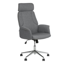 Chaise de Bureau Fauteuil à Roulettes Rembourré et Tapisséen en Tissu Gris avec Structure en Métal Argenté Hauteur Réglable et Style Classique Beliani