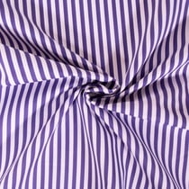 Tissu Popeline de Coton Rayures violettes 5 mm sur fond Blanc