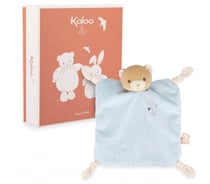 Doudou plat Ours bleu avec boite