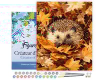 Peinture par Numéro Figured'Art avec Cadre - Hérisson dans les feuilles d'Automne - Kit de Loisir Créatif DIY Numéro d'Art Complet - 40x50cm toile tendue sur châssis