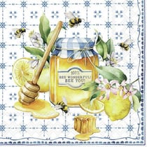 Lot de 4 serviettes en papier découpage collage 33 cm FRUIT CITRON ABEILLE