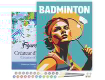 Peinture par Numéro Figured'Art avec Cadre - Affiche sportive Badminton - Kit de Loisir Créatif DIY Numéro d'Art Complet - 40x50cm toile tendue sur châssis