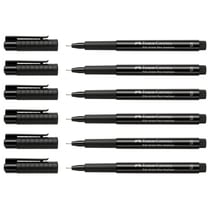 Lot de 6 feutres encre de Chine - FABER-CASTELL - Pointe pinceau XS 0,1 mm - Noir