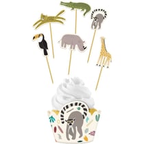 Set de 12 Décorations Cupcakes Zoo Party
