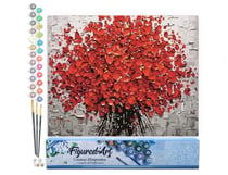 Peinture par Numéro Figured'Art - Fleurs rouges abstraites - Kit de Loisir Créatif DIY Numéro d'Art Complet - 40x50cm sans châssis en bois