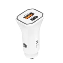 Chargeur Voiture avec Deux Ports USB 3.0 et USB-C Power Delivery Blanc