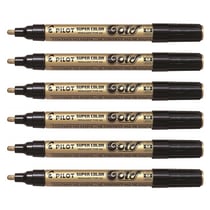 Lot de 6 marqueurs permanents pointe moyenne 2 mm - PILOT - Or - SuperColor SC-M