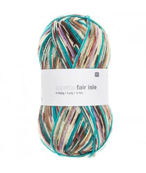 Pelote de laine à chaussettes à tricoter Superba Fair Isle 4 fils - 100GR - Rico Design 04 Turquoise/brun