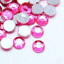 300 Perles Strass Cabochon Rond Strass Rose 2 mm Acrylique à coller - Dos Argenté