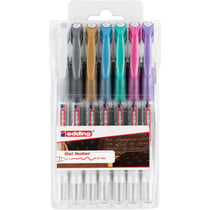 7 Stylo rollers Edding - 2185 Roller à encre gel - métallisés-blanc - Pointe ogive