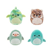 Squishville Mini Squishmallows - Pack de 4 peluches Prehistoric Squad 5 cm