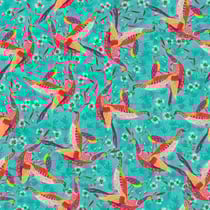 Tissu viscose imprimé animaux sur fond Vert émeraude