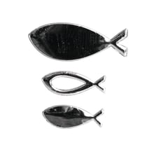 Motifs de cire Poissons, argent, assortis, 3 pces