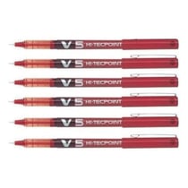 Lot de 6 stylos roller Hi-Tecpoint V5 pointe fine rouge Pilot