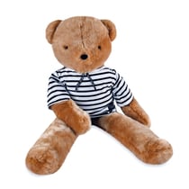 Ours en peluche Bulle marron clair avec marinière 80 cm - Maïlou Tradition