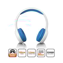 Casque filaire Lenco HP-010BU pour enfant - Volume max 85dB - Planche de stickers - Bleu