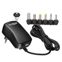 Max excell Chargeur Secteur 30W Tension Réglable 3-12V avec USB et 6 Embouts Inclus Noir