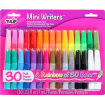 Lot de 30 mini stylos 7 ml - Peinture textile 3D Tulip - Multicolore - Permanente.