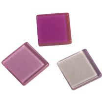 Mosaïque acrylique, 1x1 cm, transparente, rosé, boîte - env. 205 pces / 50 g