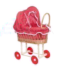 Landau en osier rouge pois