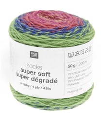 Laine à chaussette Socks Super Soft Super Dégradé 4 fils - Rico Design 04 Vert Rainbow