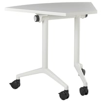 Bureau d'Angle Blanc Structure en Métal Plateau en MFC 90 x 64 cm Pliable avec Roulettes Style Moderne