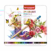 Crayons de couleur - 24 teintes - Mine épaisse - Boîte métal - Bruynzeel