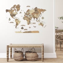 Carte du Monde en Bois 3D CREATIFWOOD Foncée, M (100 x 70 cm) - Décoration Murale