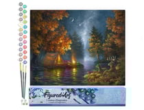 Peinture par Numéro Figured'Art - Camping sous une nuit etoilée - Kit de Loisir Créatif DIY Numéro d'Art Complet - 40x50cm sans châssis en bois