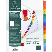 Intercalaires A4 - 12 Positions - Mensuel - Carte Blanche 160G - Exacompta