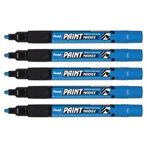 Lot de 5 marqueurs permanents PENTEL MMP20 PAINT MARKER - pointe ogive 2 mm - bleu