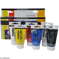 Coffret Peinture acrylique Daler Rowney - Couleurs primaires - 6 x 75 ml