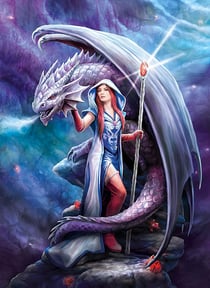 Puzzle dragon mage 1000 pieces - anne stokes - collection loup - clementoni - 39525