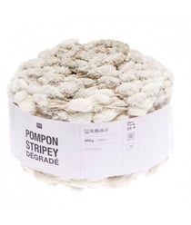 Fil à tricoter Pompon Stripey Dégradé 400GR - Rico Design 008 -ecru