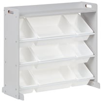 Étagère avec 9 Boîtes de Rangement Gris et Blanc en MDF avec Tiroirs en Plastique Meuble Chambre Enfant Design Style Moderne