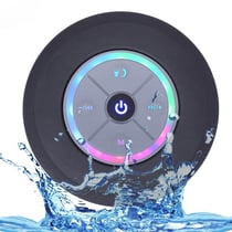Enceinte Bluetooth Waterproof Mini Avec Lumière LED Radio FM Subwoofer Carte TF Ventouse Noir YONIS