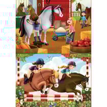 Puzzle les fillettes soignent les chevaux - 2 x 48 pieces - educa - 17150