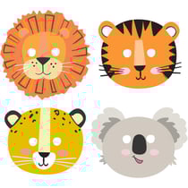 8 Masques Animaux de la Jungle