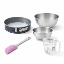 Set pâtisserie avec moule à manqué de 26 cm acier, 2 bols à mixer, verre mesureur et spatule Zenker