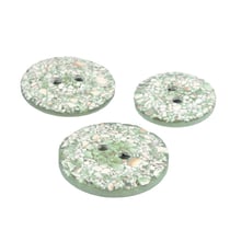 Lot de 3 boutons rond coquilles d'œufs 2 trous vert d'eau
