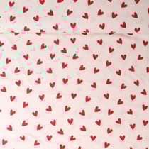 Tissu Flanelle de Coton Caline cœurs Rouges sur fond Blanc