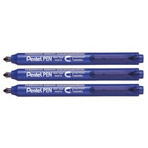 Lot de 3 marqueurs permanents rétractables - PENTEL - Pointe ogive 1,0 mm - Bleu - NXS15