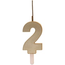 Duo Cierge Magique + Bougie Doré Chiffre 2