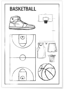 Affiche Terrain de basket | A3 : 29,7x42cm
