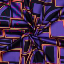 Tissu Coton satiné motifs géométrique sur fond Bleu marine
