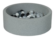 Piscine à balles Aire de jeu + 200 balles noir, blanc, perle, transparent, gris - Velinda