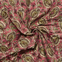Tissu Velours Matelassé réversible Alya cachemire floral sur fond Rose fuchsia