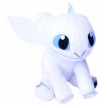 Grande peluche furie eclair dragon blanc 75 cm - doudou licence dragon xl